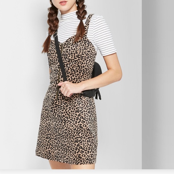 leopard print zip up dress